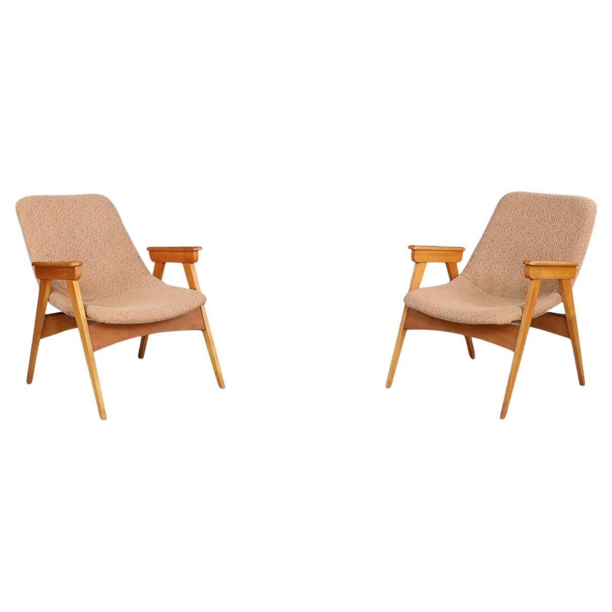 Deux fauteuils en hêtre et fibre de verre The Moderns - République tchèque, années 1950 en vente