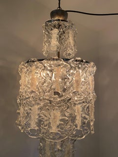 Two Mid-Century Modern Chandeliers,  in Murano Glass, Italy, circa 1970