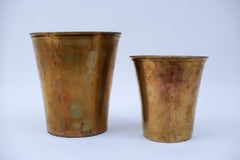 Two Mid-Century Modern Handmade Massive Brass Champagne Buckets, 1950s Austria