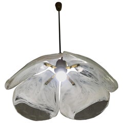 Retro Two Mid-Century Modern Kaiser Leuchten Chandeliers with Mazzega Glass circa 1970