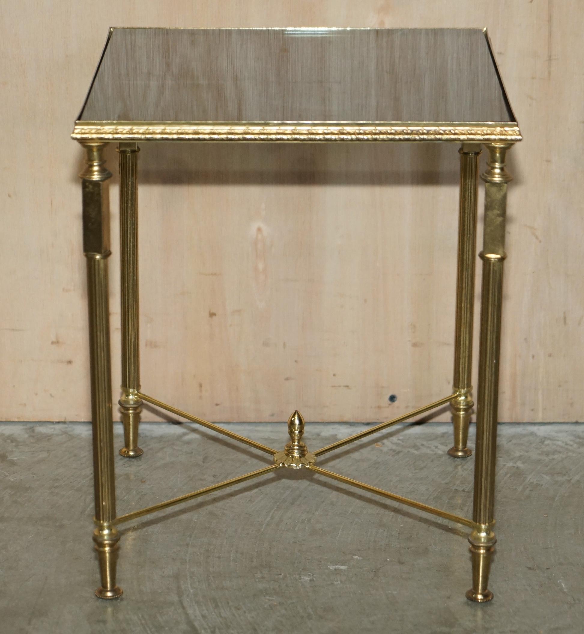 Two Mid-Century Modern Maison Jansen Paris 1950's Glass Brass Side End Tables 9