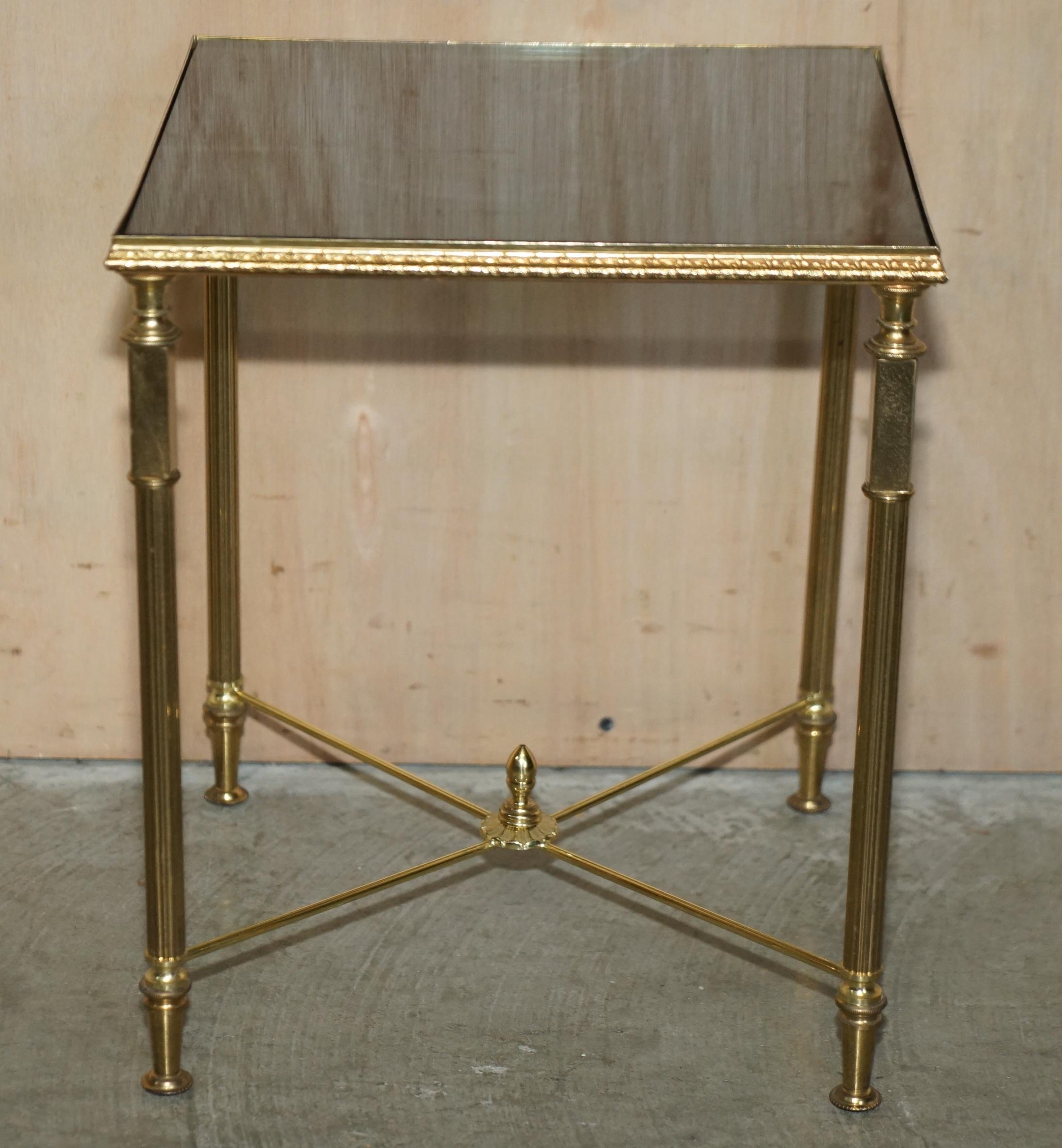 Two Mid-Century Modern Maison Jansen Paris 1950's Glass Brass Side End Tables 10