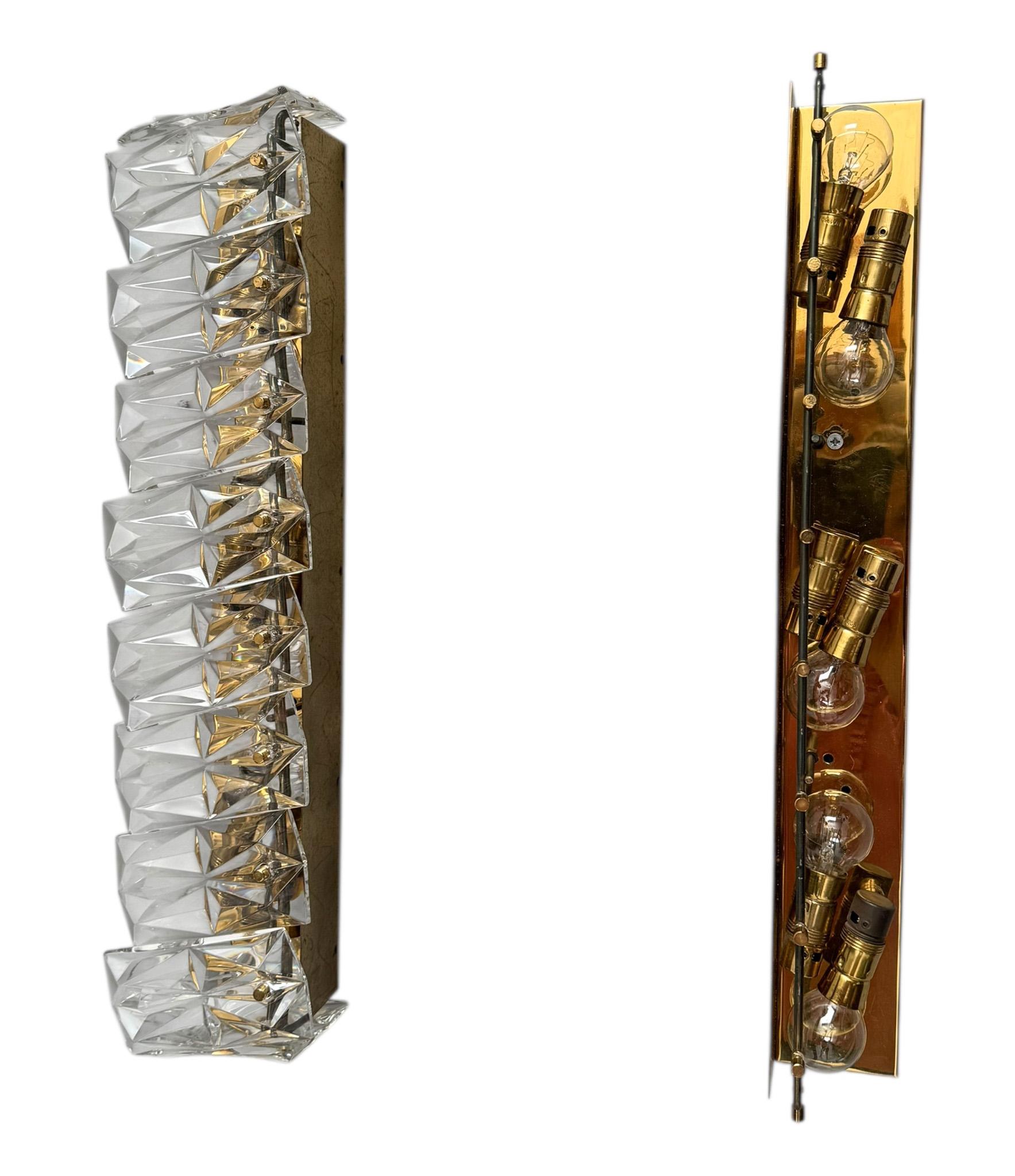 Italian Two Mid-Century Modern Murano Glass Wall Lights or Sconces, 1960s For Sale
