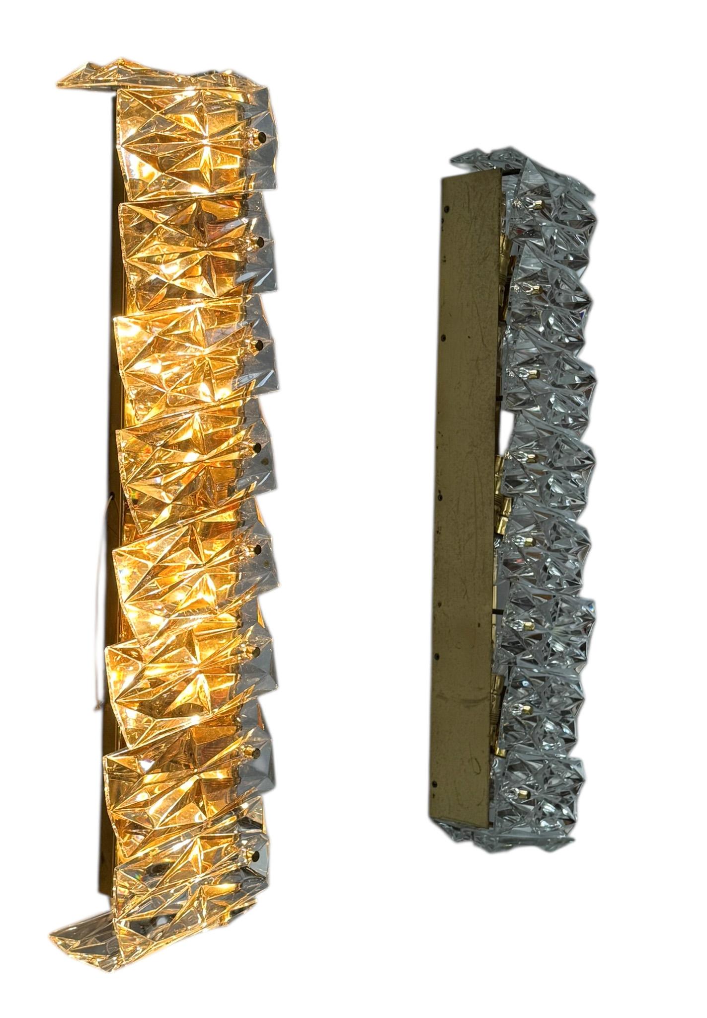 Mid-20th Century Two Mid-Century Modern Murano Glass Wall Lights or Sconces, 1960s For Sale