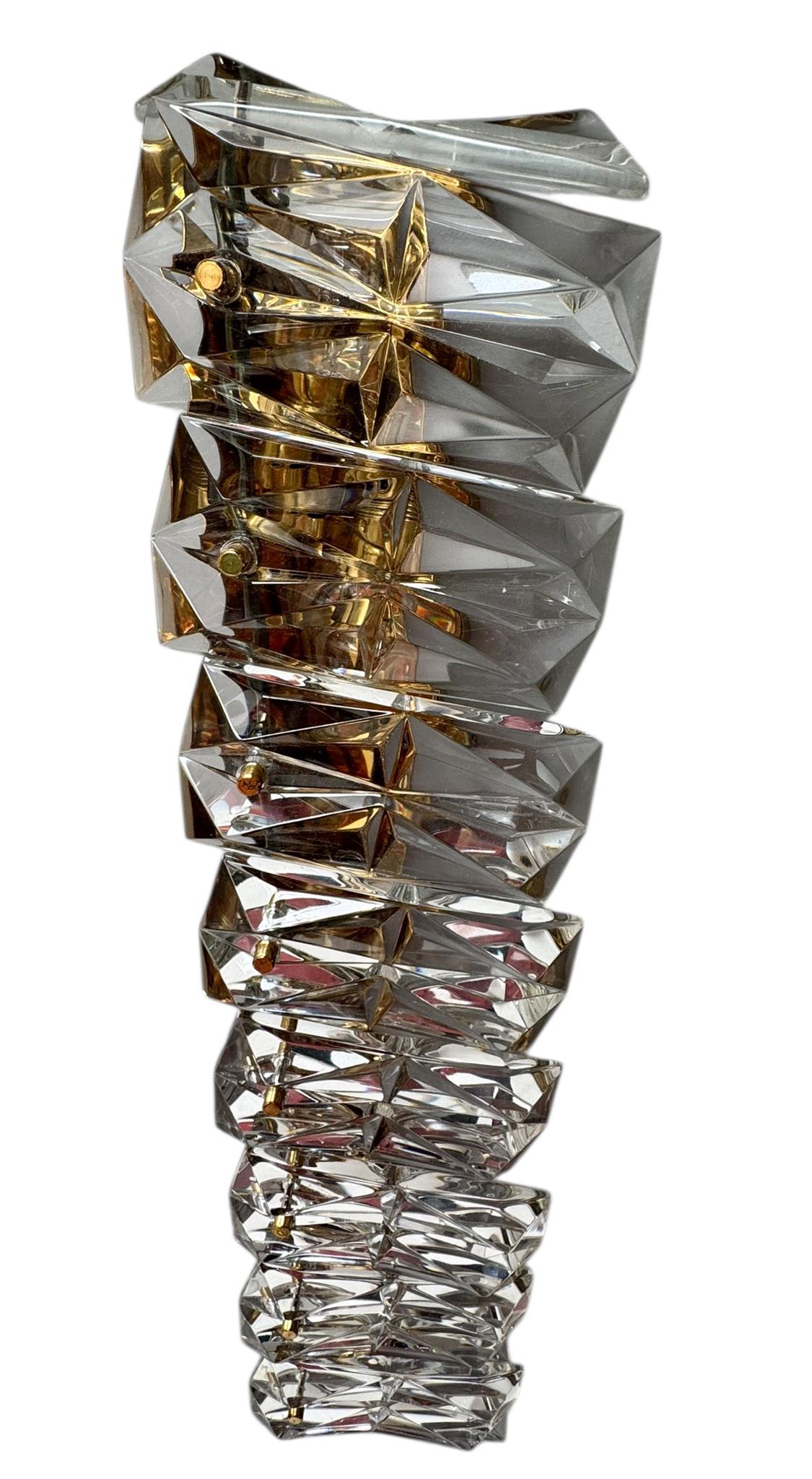 Brass Two Mid-Century Modern Murano Glass Wall Lights or Sconces, 1960s For Sale