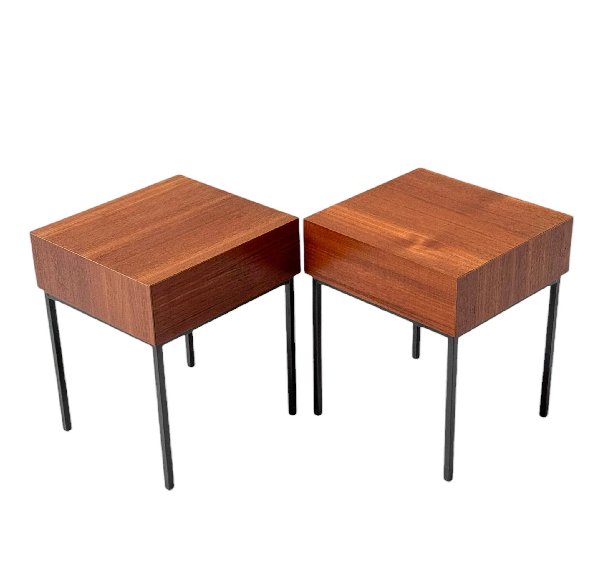 Metal Two Mid-Century Modern Nightstands or Bedside Tables, 1960s