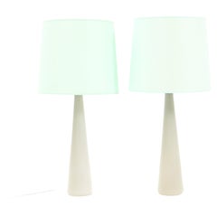 Two Mid-Century Modern Opaline Table Lamps by Archimede Seguso Murano, 1970s