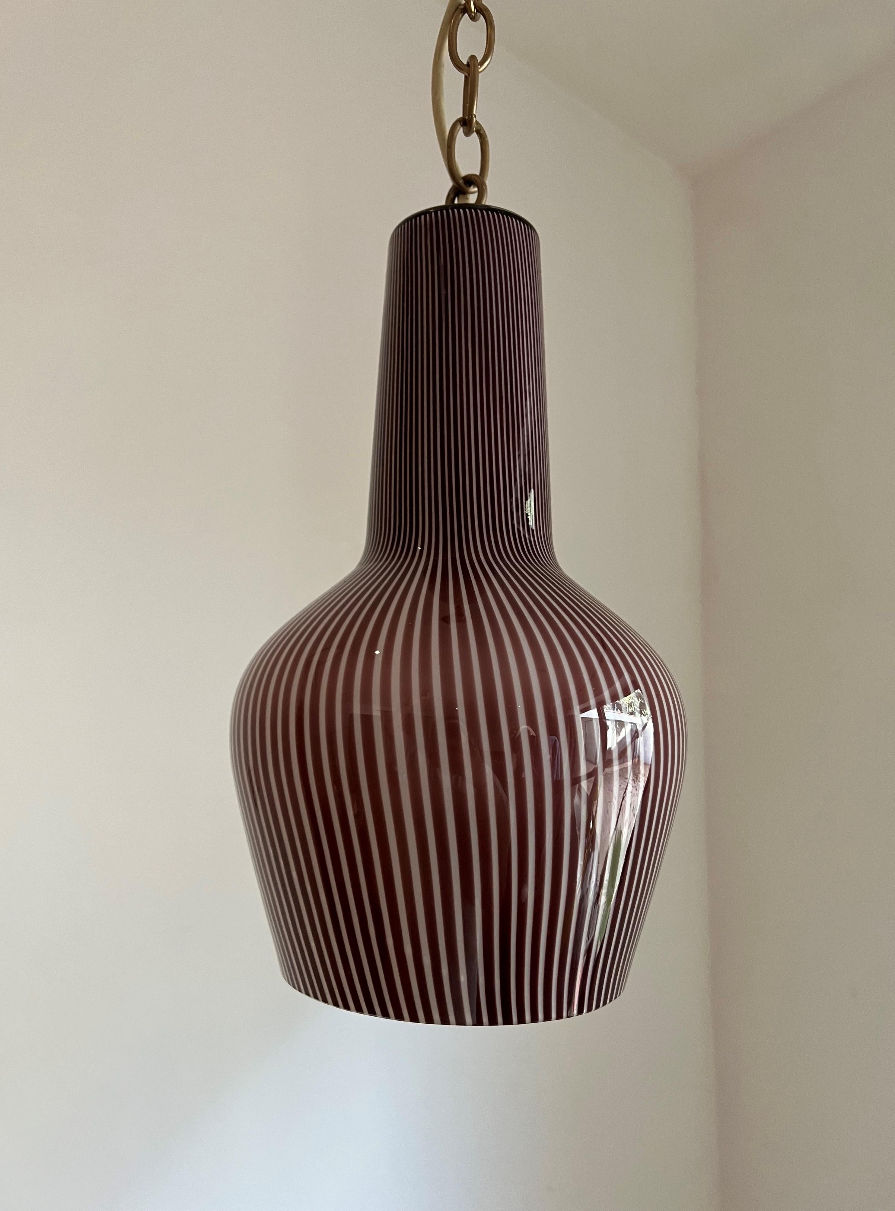 Mid-Century Modern Pendant Light in Murano Glass Attr to Venini, 1950 1
