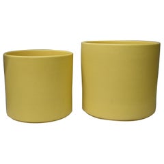 Two Mid-Century Modern Pottery Planters Yellow Gainey, USA