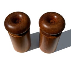 Two Mid Century Modern Salt and Pepper Mills in Teak made by Nissen Denmark