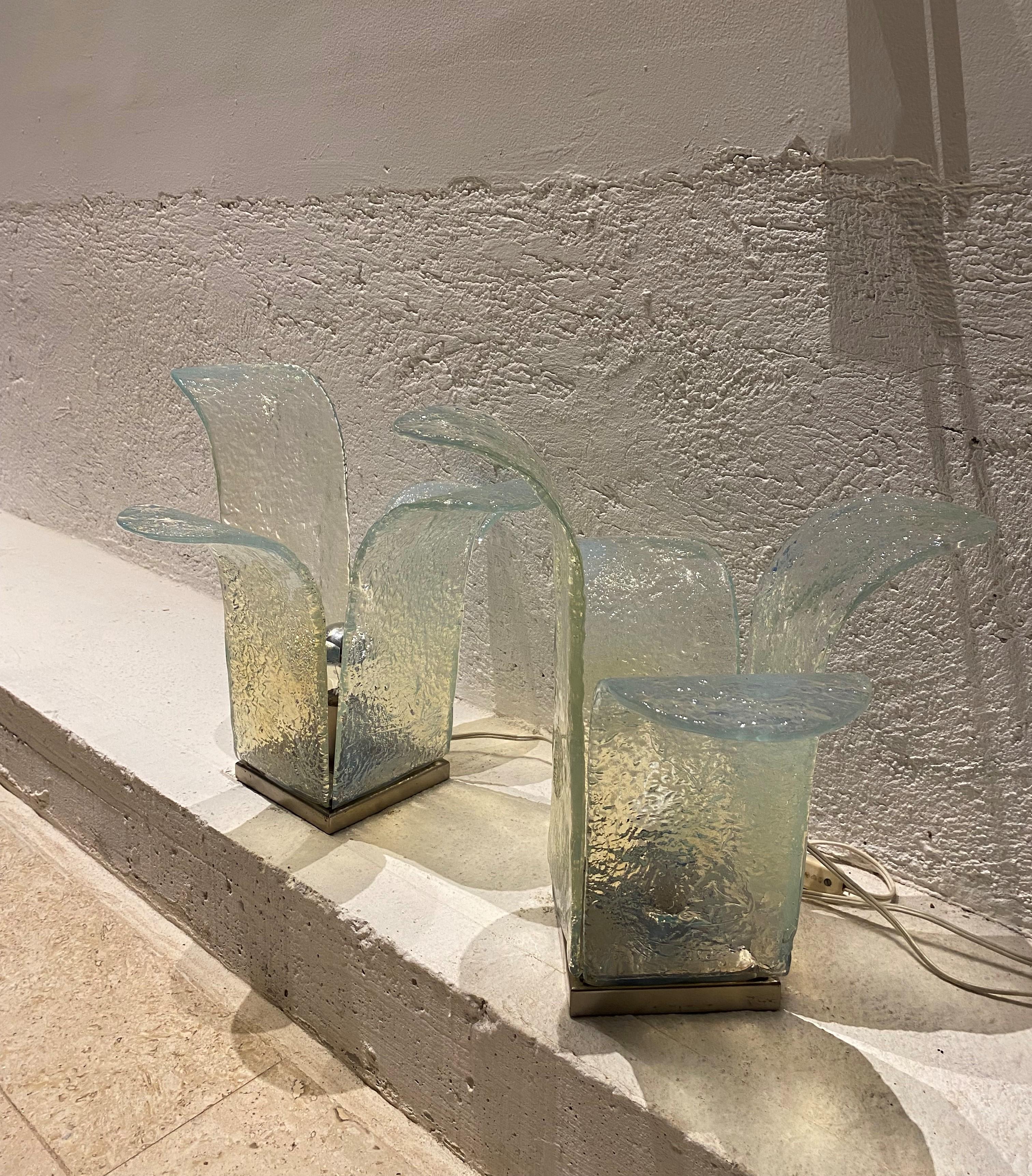 Deux lampes de bureau de style mi-siècle moderne en verre de Murano de Carlo Nason pour Mazzega en vente 6