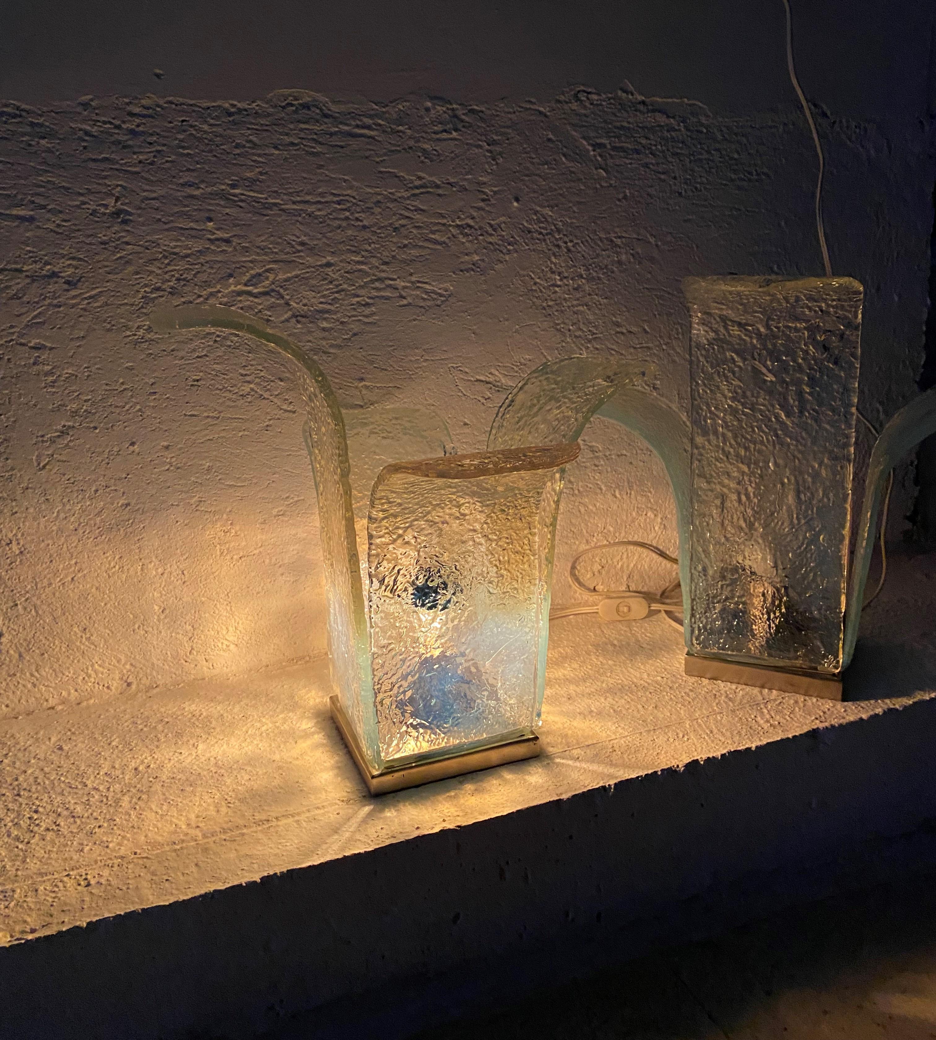 Deux lampes de bureau de style mi-siècle moderne en verre de Murano de Carlo Nason pour Mazzega en vente 8