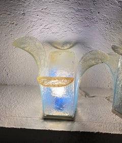 Due lampade da tavolo moderne di metà secolo di Carlo Nason per Mazzega in vetro di Murano