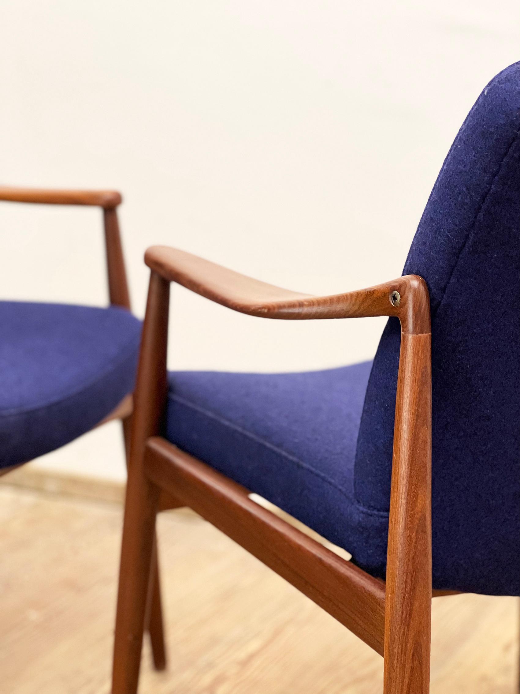 Two Mid-Century Modern Teak Armchairs by Hartmut Lohmeyer for Wilkhahn, 1950s For Sale 6