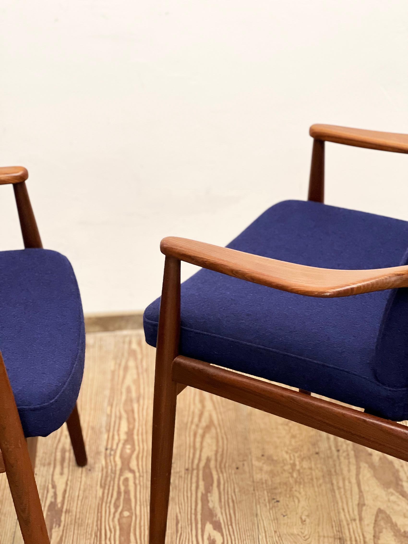 Two Mid-Century Modern Teak Armchairs by Hartmut Lohmeyer for Wilkhahn, 1950s For Sale 12