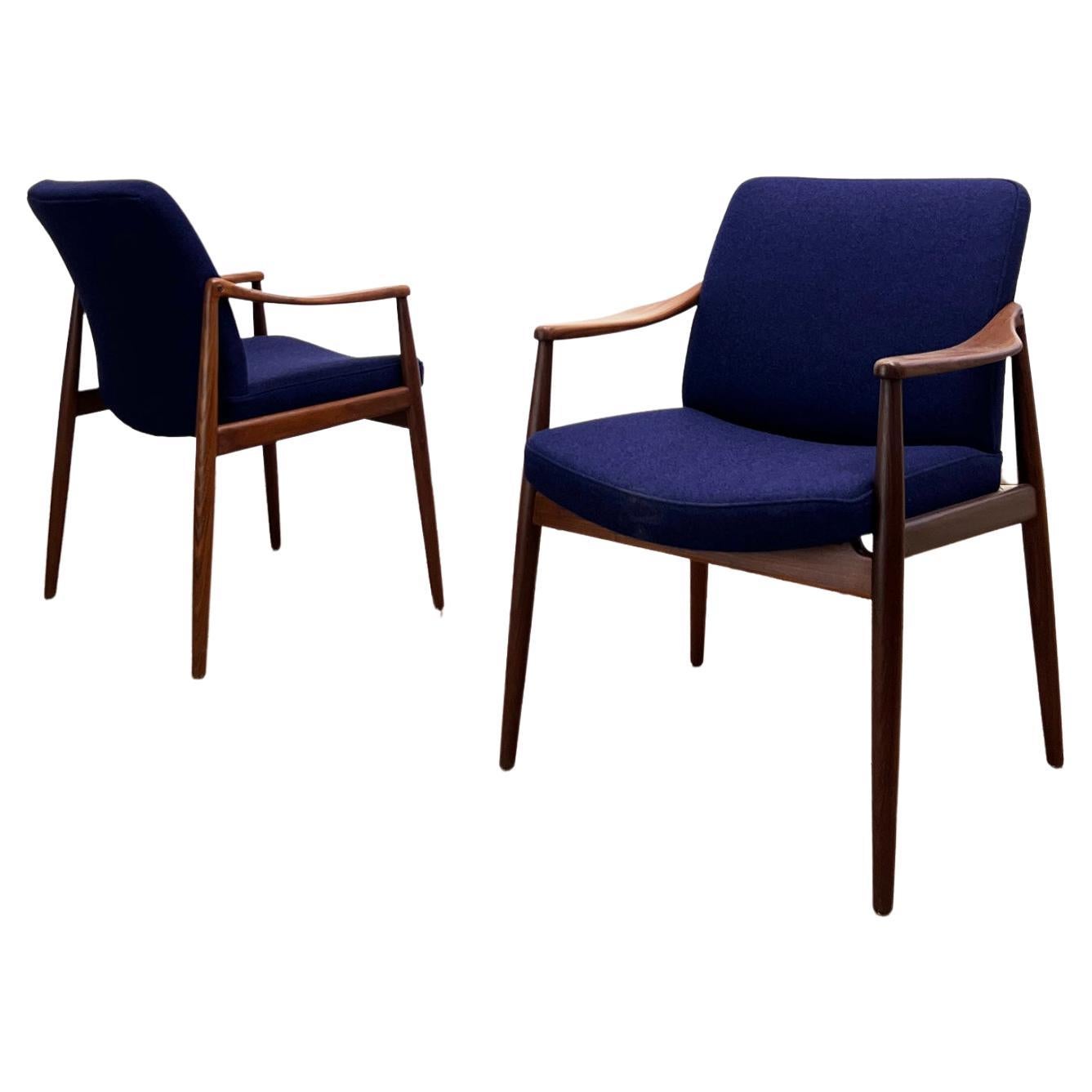 Two Mid-Century Modern Teak Armchairs by Hartmut Lohmeyer for Wilkhahn, 1950s For Sale