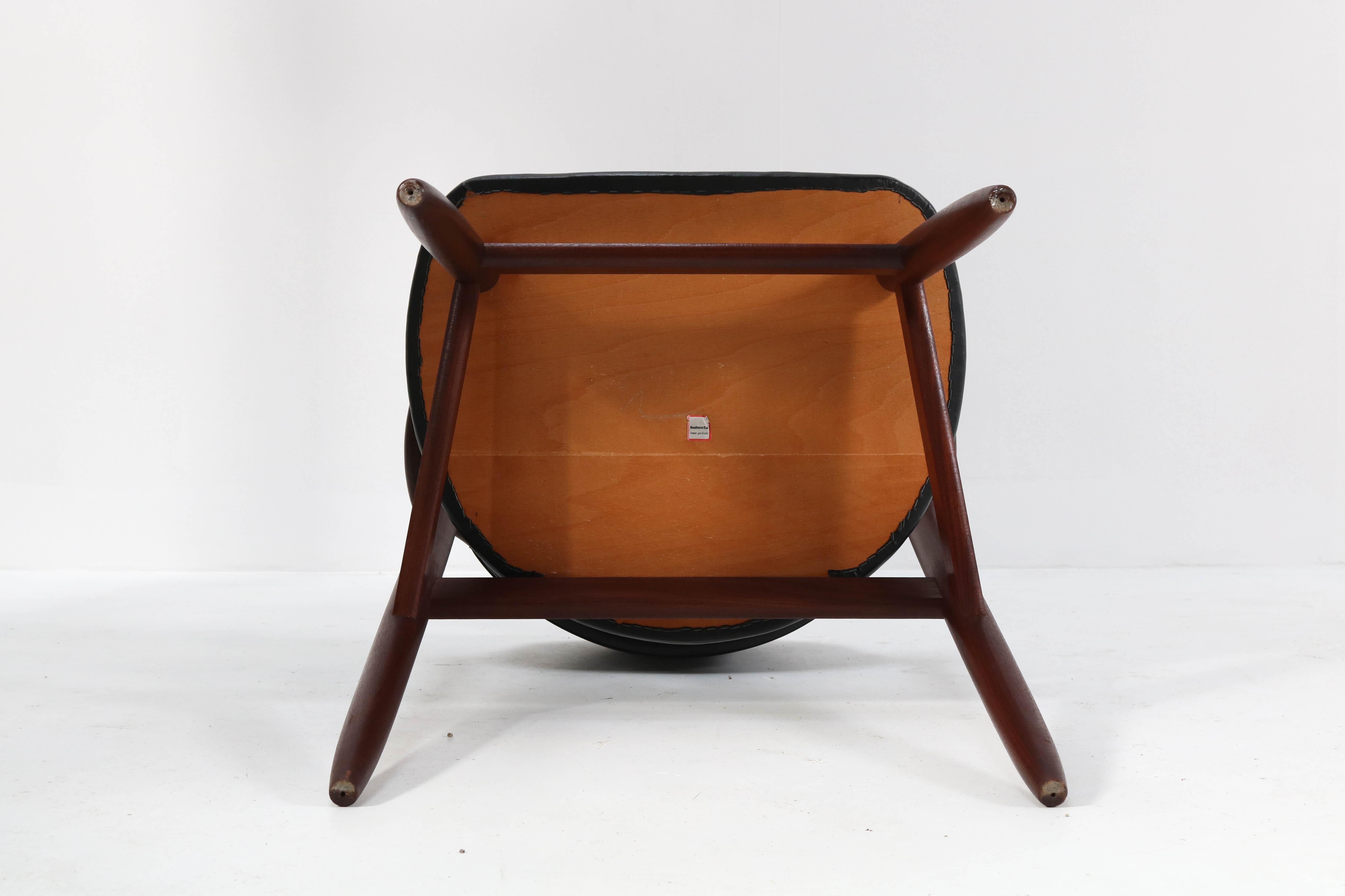 Two Mid-Century Modern Teak Cowhorn Chairs by Tijsseling for Hulmefa, 1960s For Sale 11