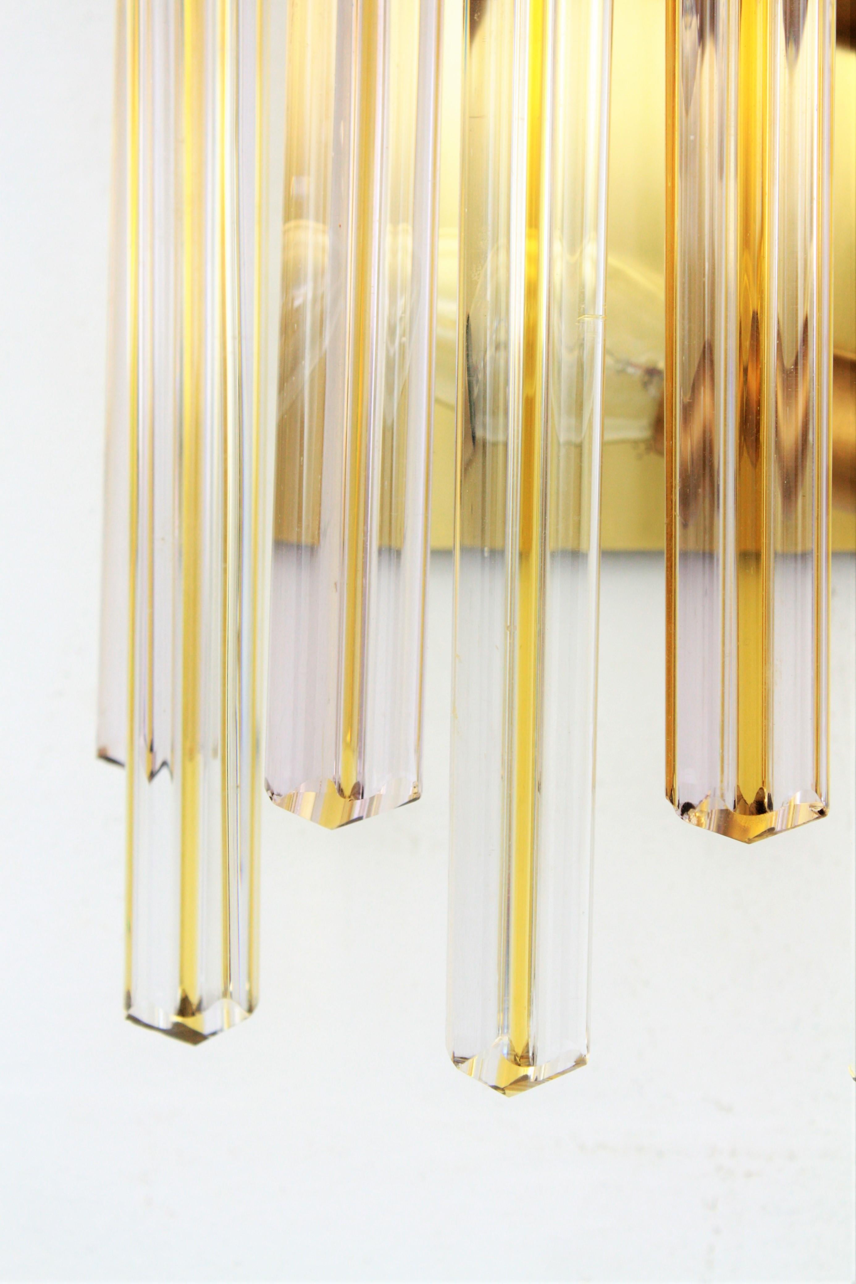 Venini Murano Triedri Applique in vetro giallo e trasparente, set di due in vendita 1