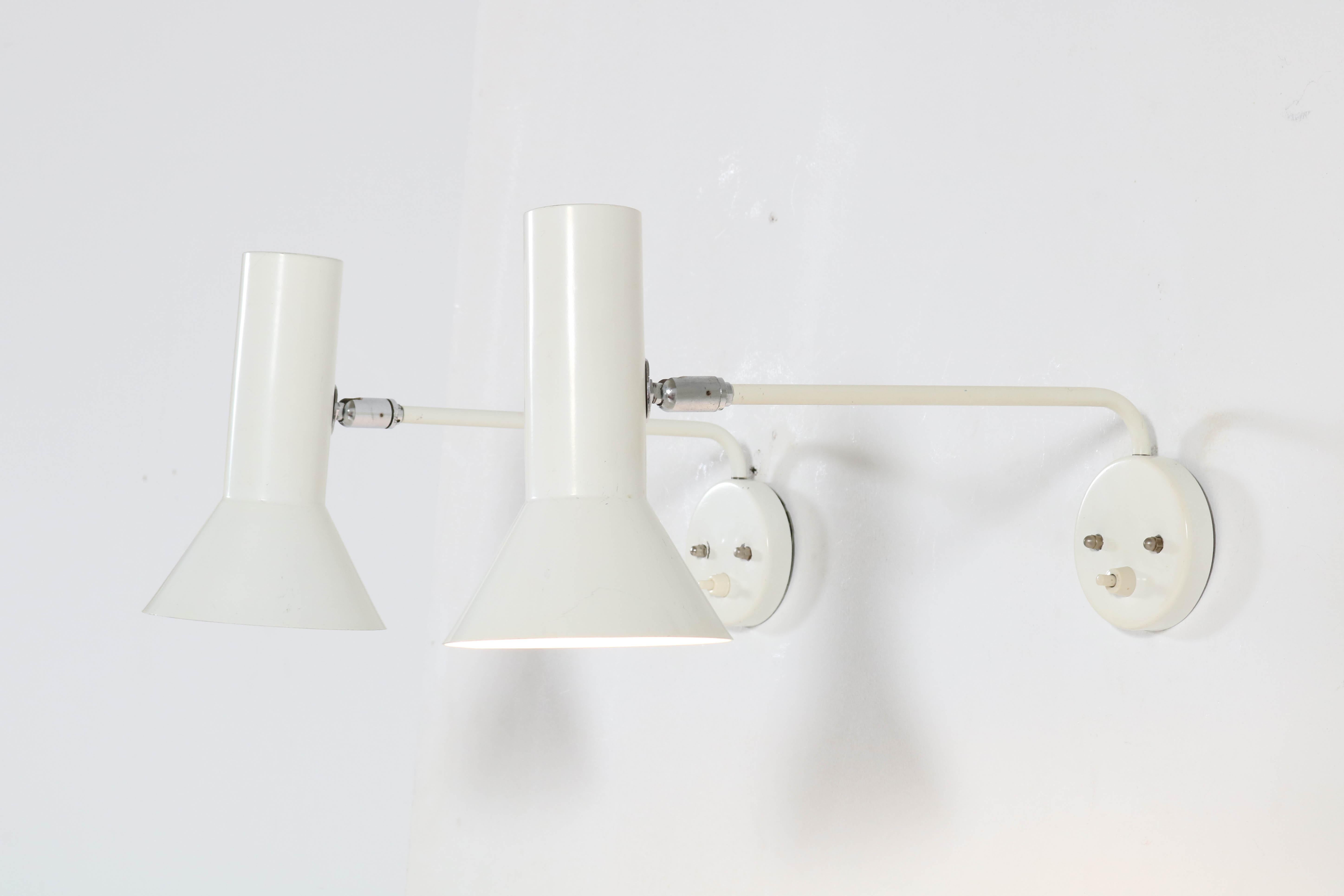 Metal Two Mid-Century Modern Wall Lights or Sconces by RAAK, Amsterdam, 1960s