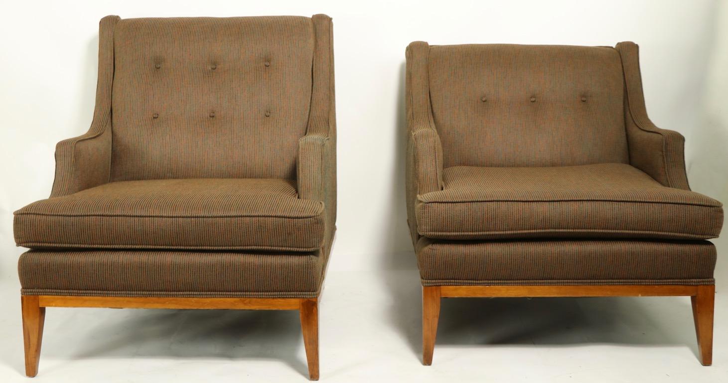 Deux chaises de salon Mr. & Mrs. Club du milieu du siècle attribuées à Gimson Slater en vente 4