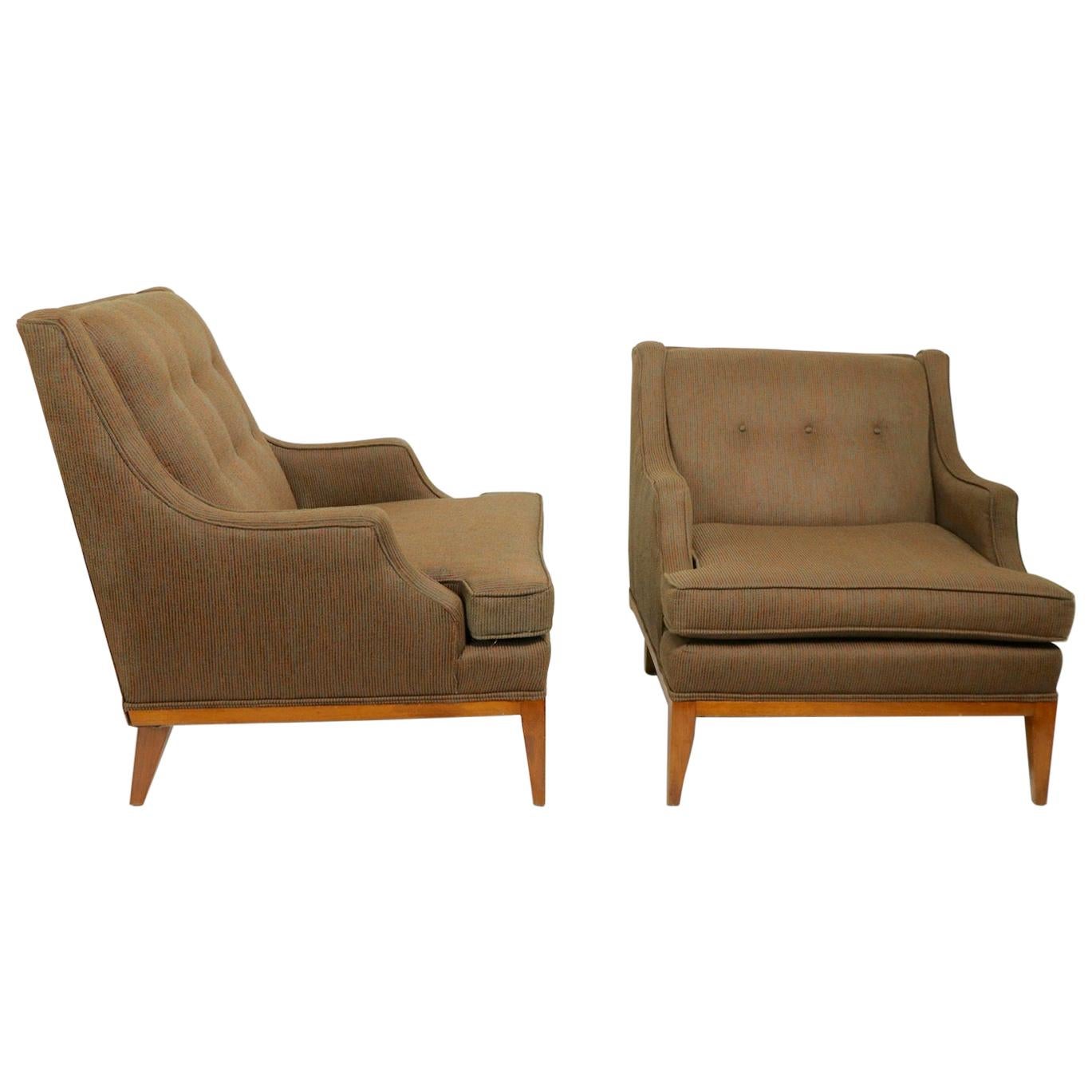 Two Mid Century  Mr. & Mrs. Club Lounge Chairs Attributed to Gimson Slater