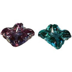 Two Midcentury Murano Glass Ashtrays