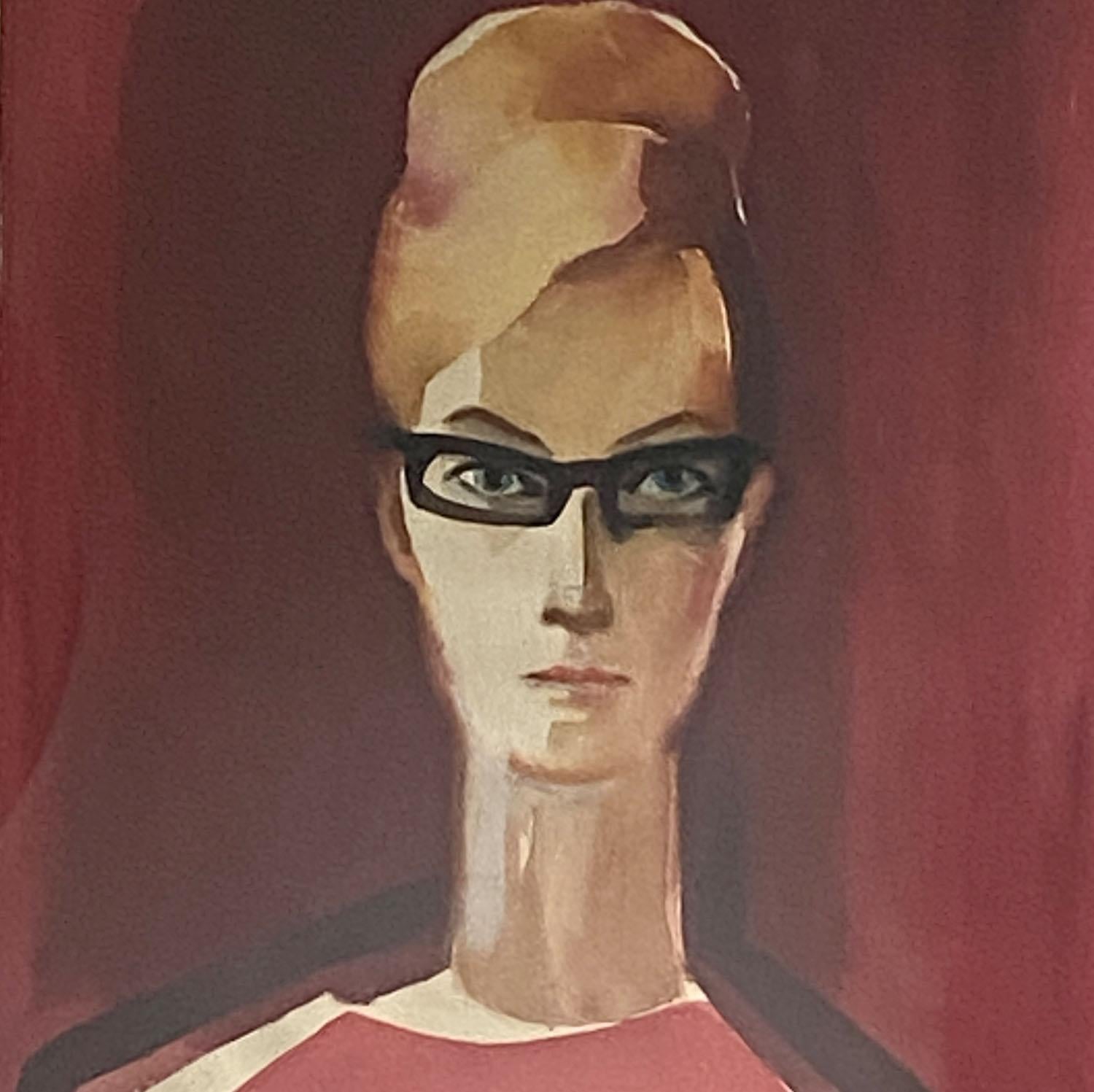 Mid-Century Modern Two Mid Century Portraits Framed of Artist Uta Majmudra in the 1960s