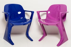 Two Mid-Century Purple and Blue Kangaroo Chairs, Ernst Moeckl, Germany, 1968