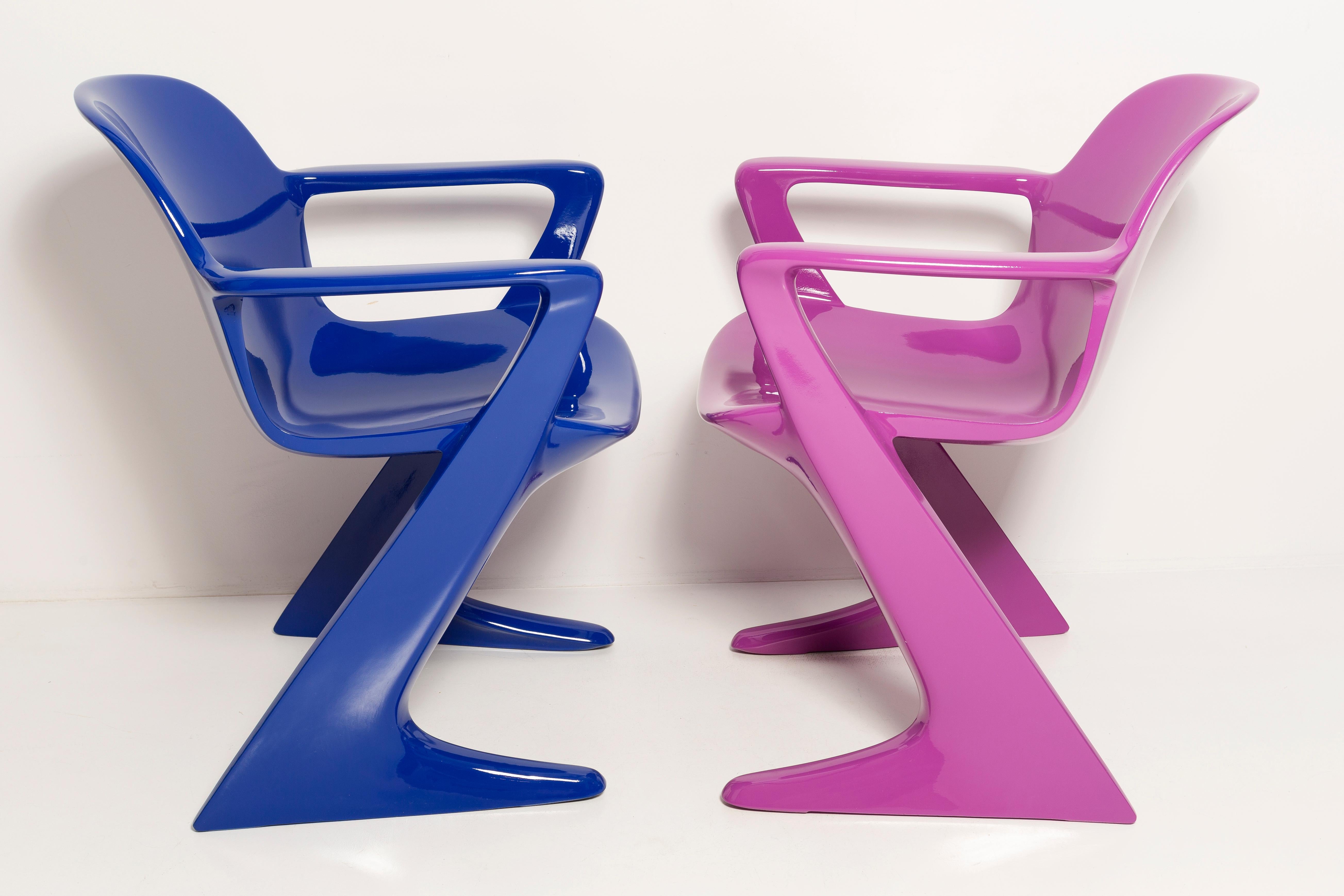 Laqué Deux chaises Kangourou violettes et bleues du milieu du siècle, Ernst Moeckl, Allemagne, 1968 en vente
