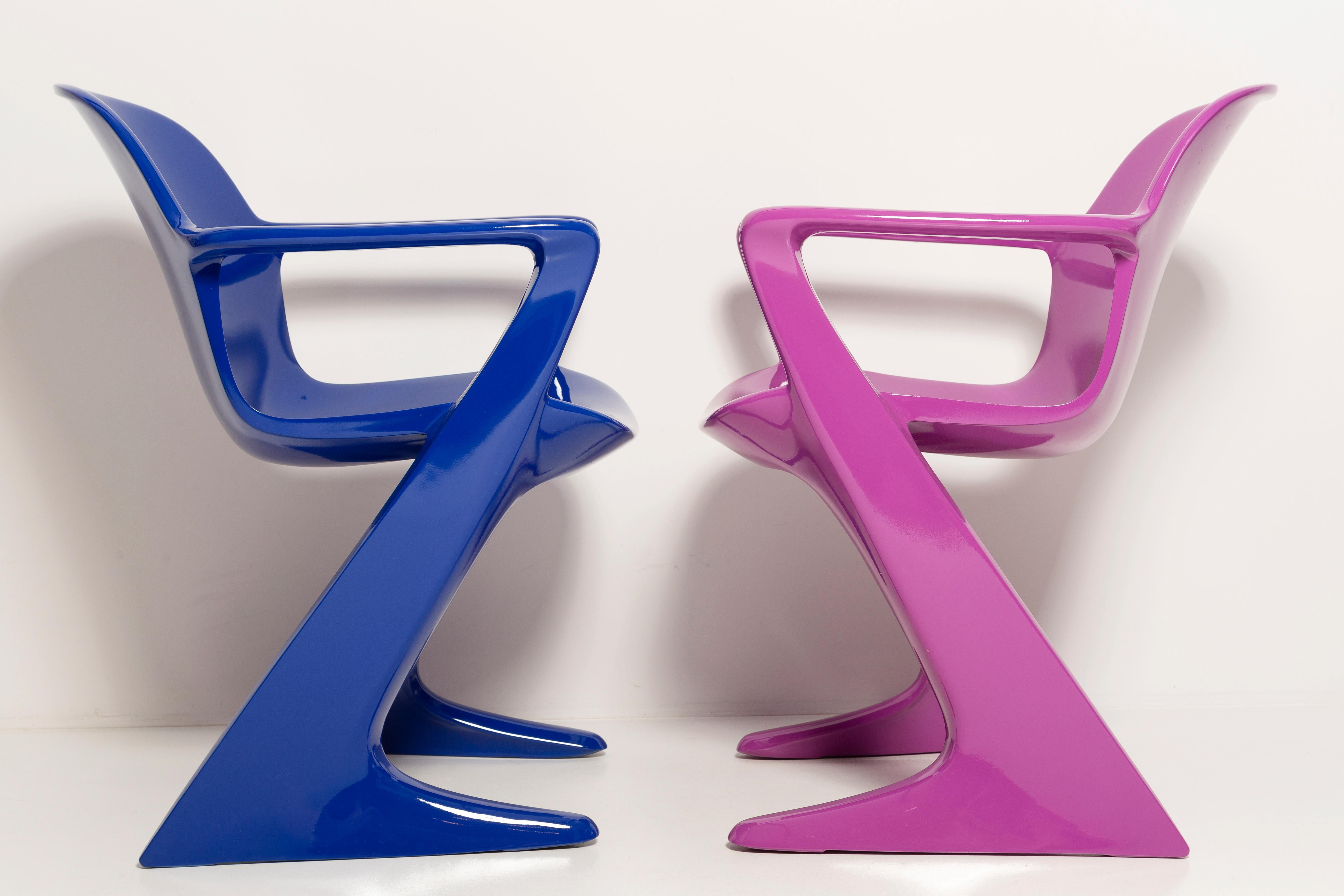 Two Mid-Century Purple and Blue Kangaroo Chairs, Ernst Moeckl, Germany, 1968 For Sale 1