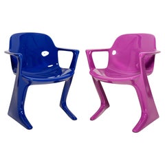 Vintage Two Mid-Century Purple and Blue Kangaroo Chairs, Ernst Moeckl, Germany, 1968