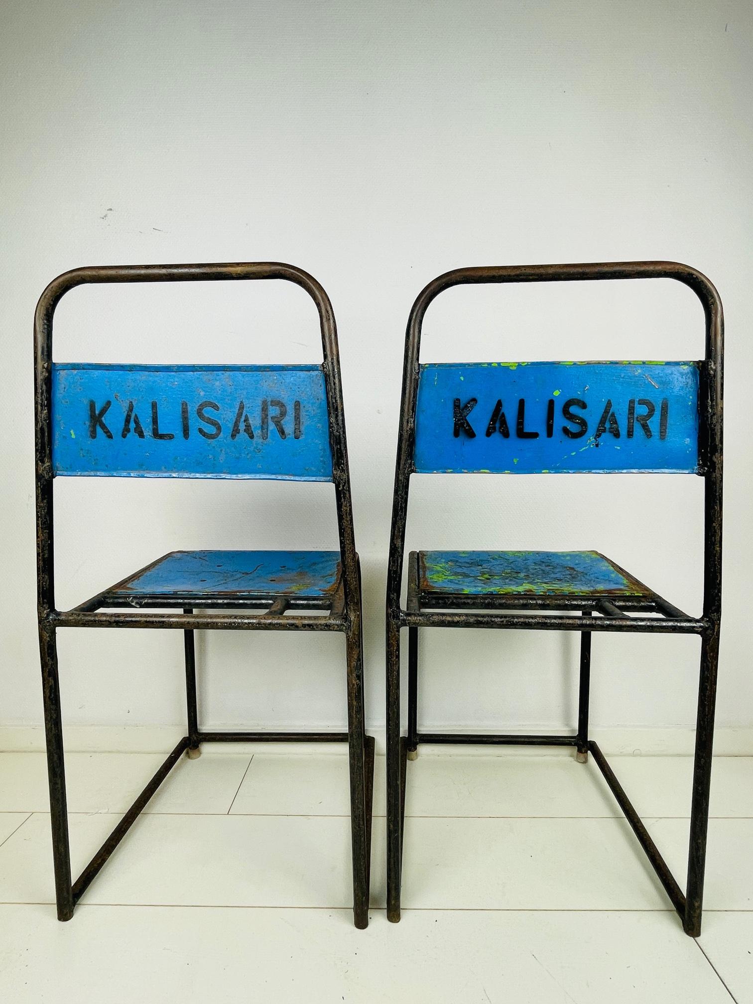 Two Mid-Century Steel Chairs, Indian Terrace / Garden Chairs, Kalisari 5