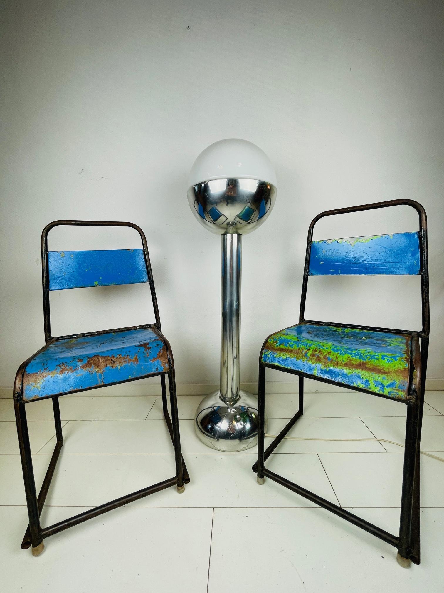 Two Mid-Century Steel Chairs, Indian Terrace / Garden Chairs, Kalisari 9