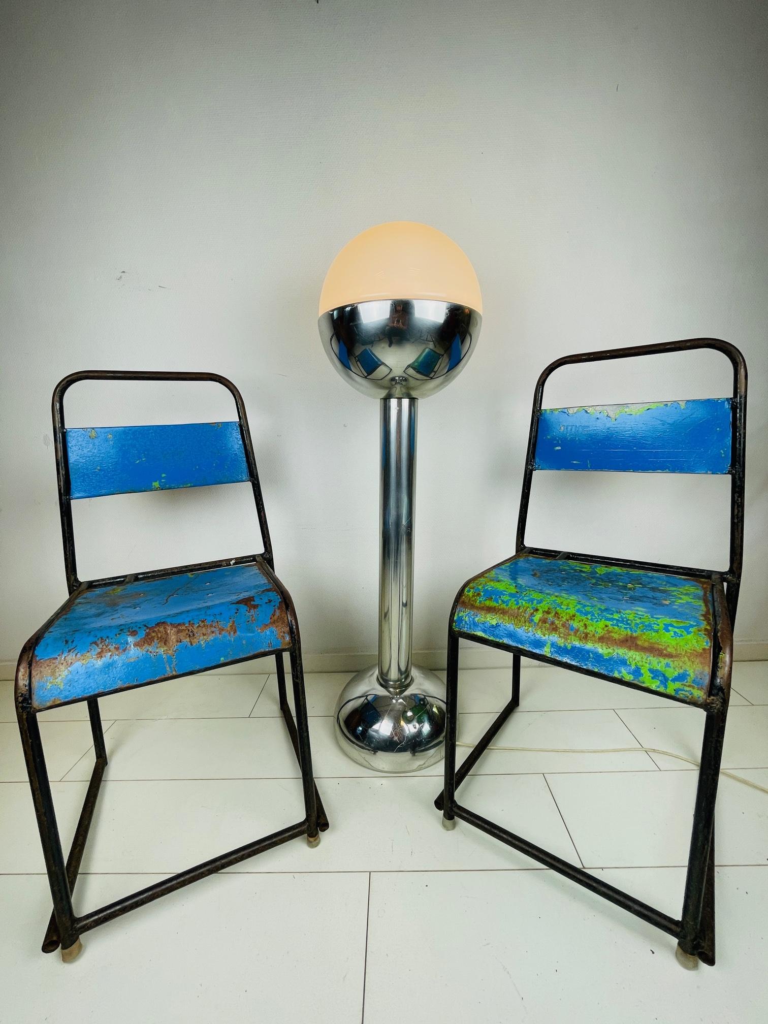 Two Mid-Century Steel Chairs, Indian Terrace / Garden Chairs, Kalisari 10