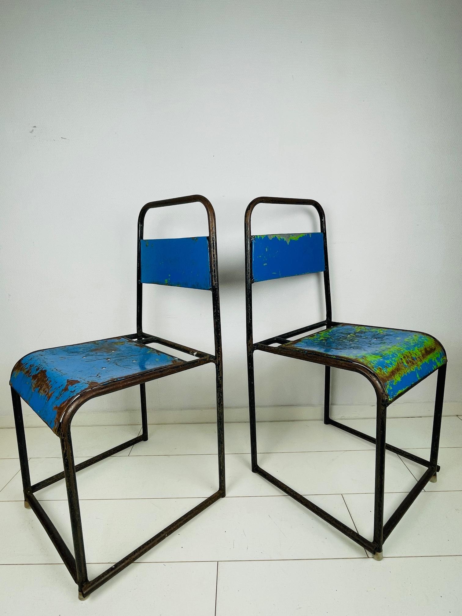 Two Mid-Century Steel Chairs, Indian Terrace / Garden Chairs, Kalisari In Distressed Condition In ROTTERDAM, ZH