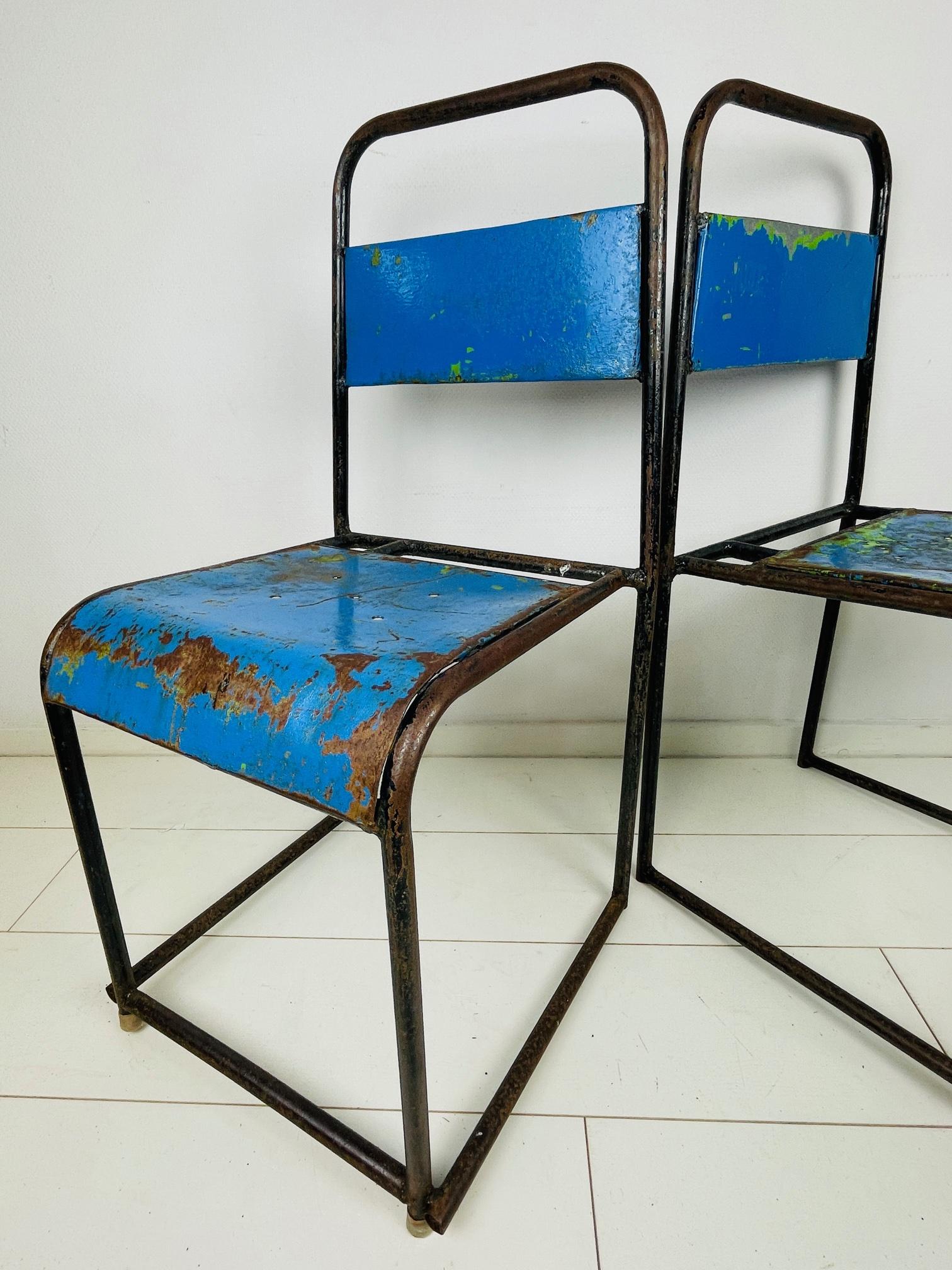 Mid-20th Century Two Mid-Century Steel Chairs, Indian Terrace / Garden Chairs, Kalisari