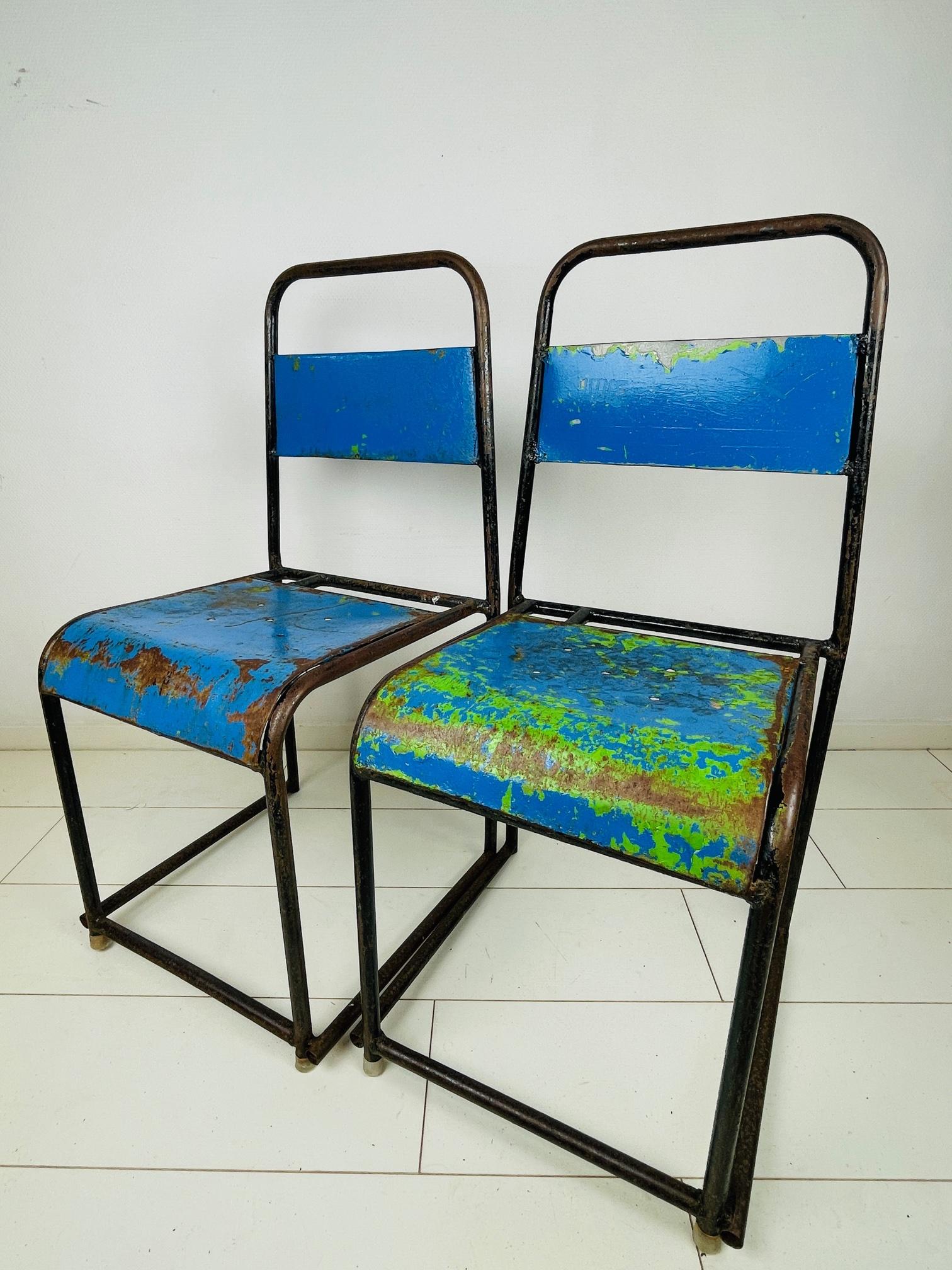 Two Mid-Century Steel Chairs, Indian Terrace / Garden Chairs, Kalisari 1
