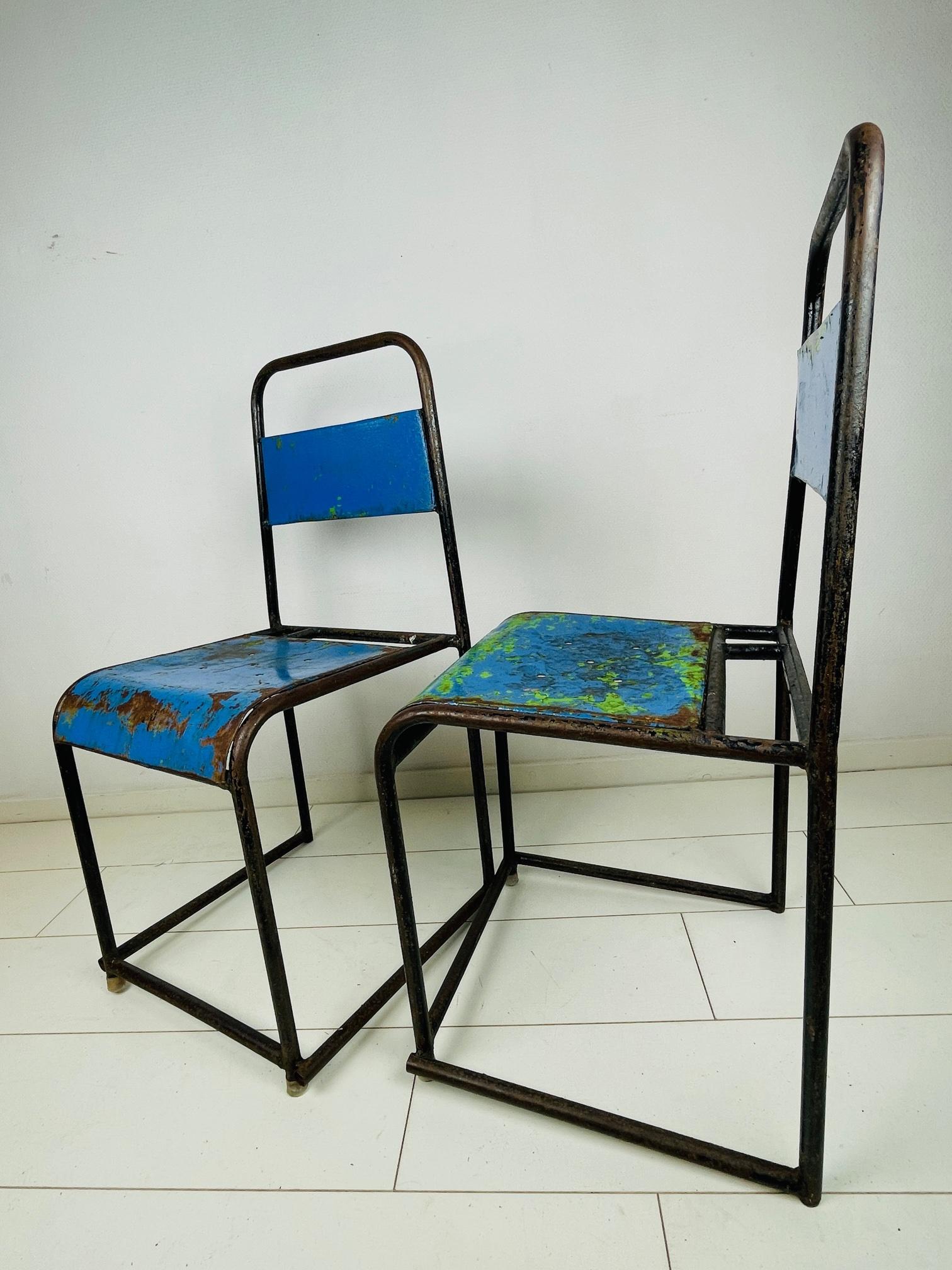 Two Mid-Century Steel Chairs, Indian Terrace / Garden Chairs, Kalisari 2