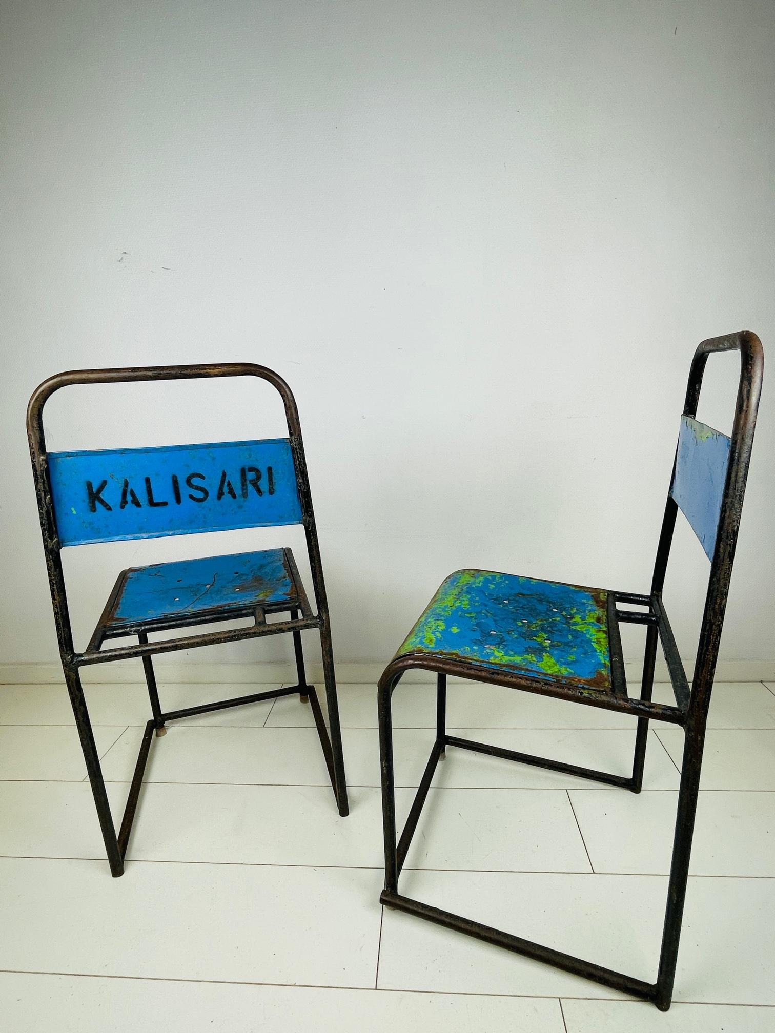 Two Mid-Century Steel Chairs, Indian Terrace / Garden Chairs, Kalisari 3