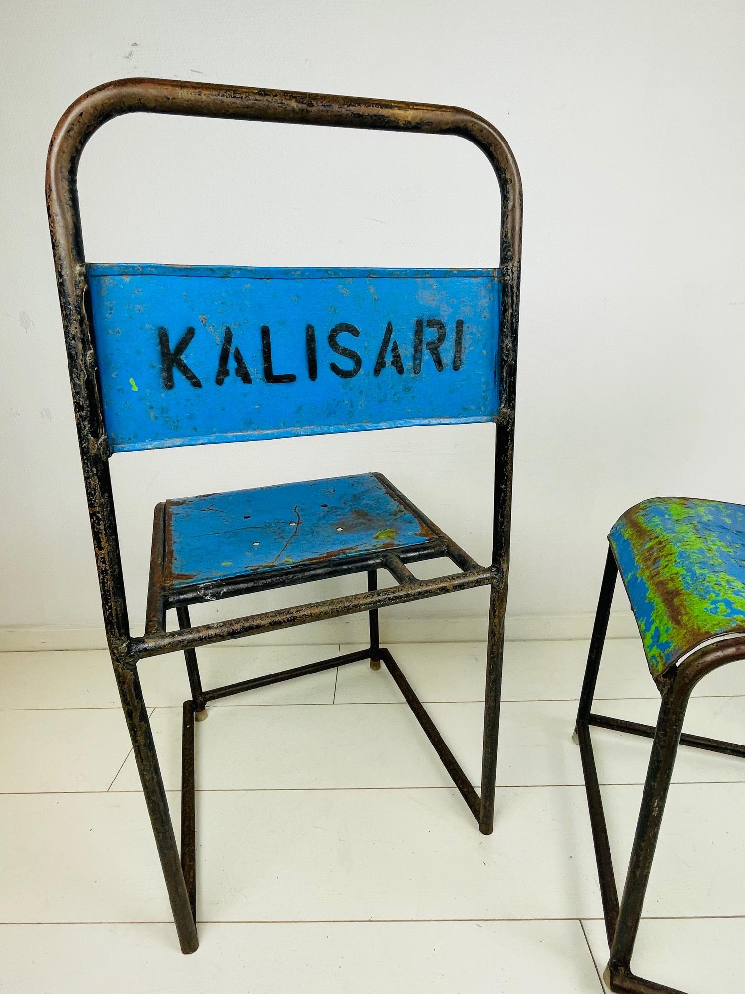 Two Mid-Century Steel Chairs, Indian Terrace / Garden Chairs, Kalisari 4