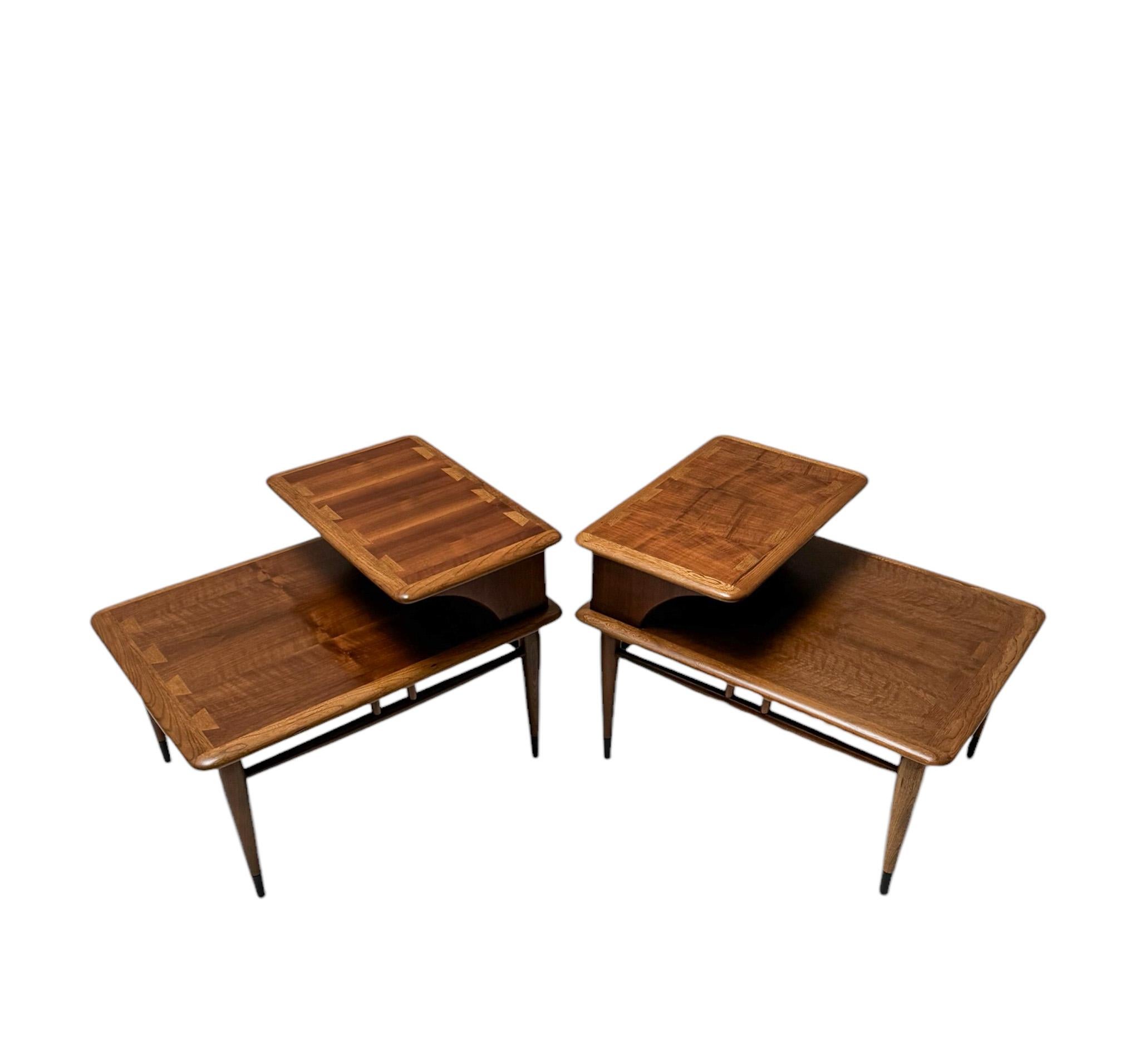 Mid-Century Modern Two Mid-Century  Step End Tables by Andre Bus for Lane Acclaim Furniture, 1950s
