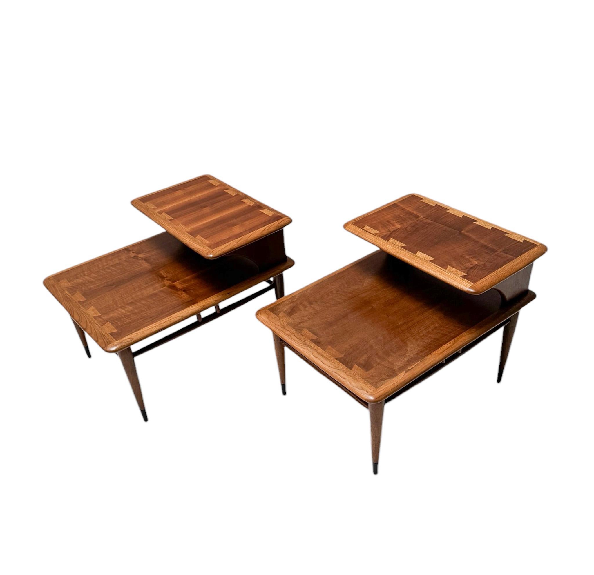 Two Mid-Century  Step End Tables by Andre Bus for Lane Acclaim Furniture, 1950s In Good Condition In Amsterdam, NL