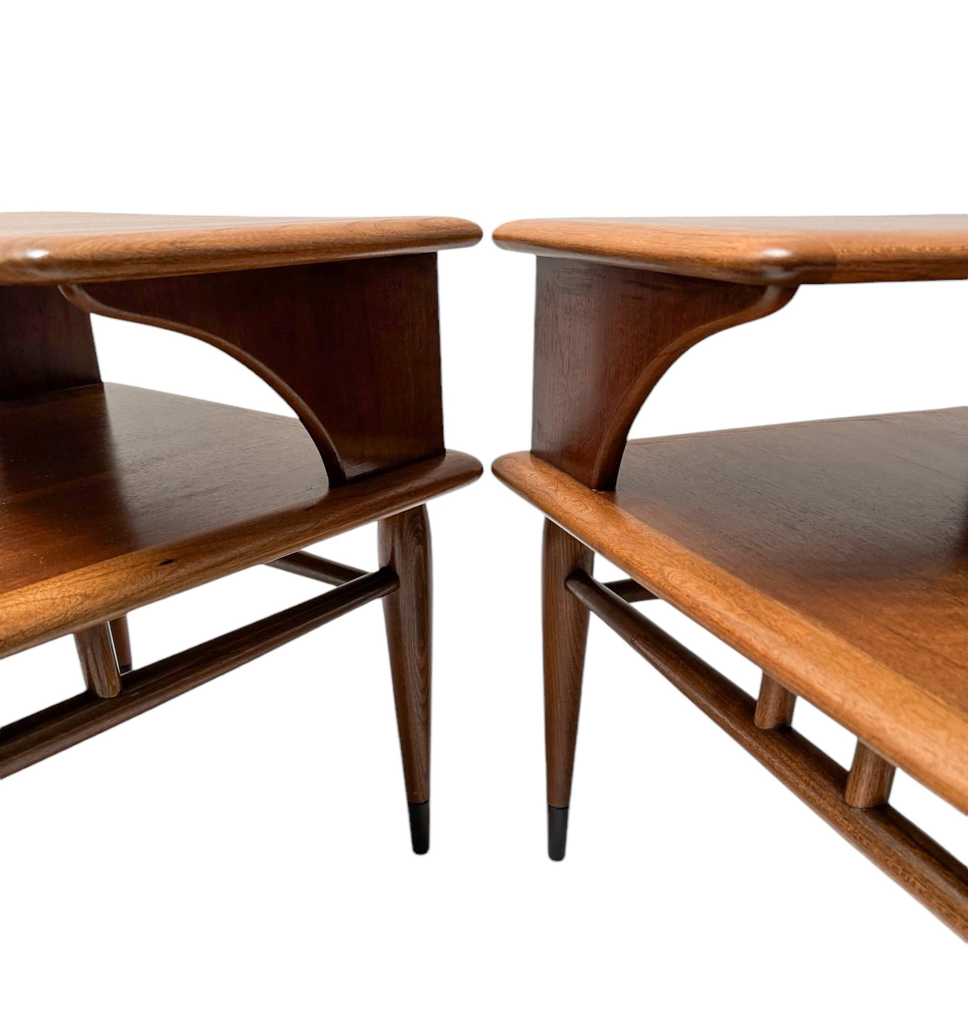 Walnut Two Mid-Century  Step End Tables by Andre Bus for Lane Acclaim Furniture, 1950s
