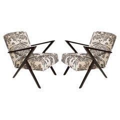 Two Mid Century Zet Armchairs, Tiger Mountain Jacquard by Dedar, 1970s, Europe