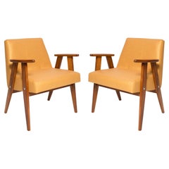 Two Midcentury 366 Club Armchairs in Pineapple Leather, Jozef Chierowski, 1960s