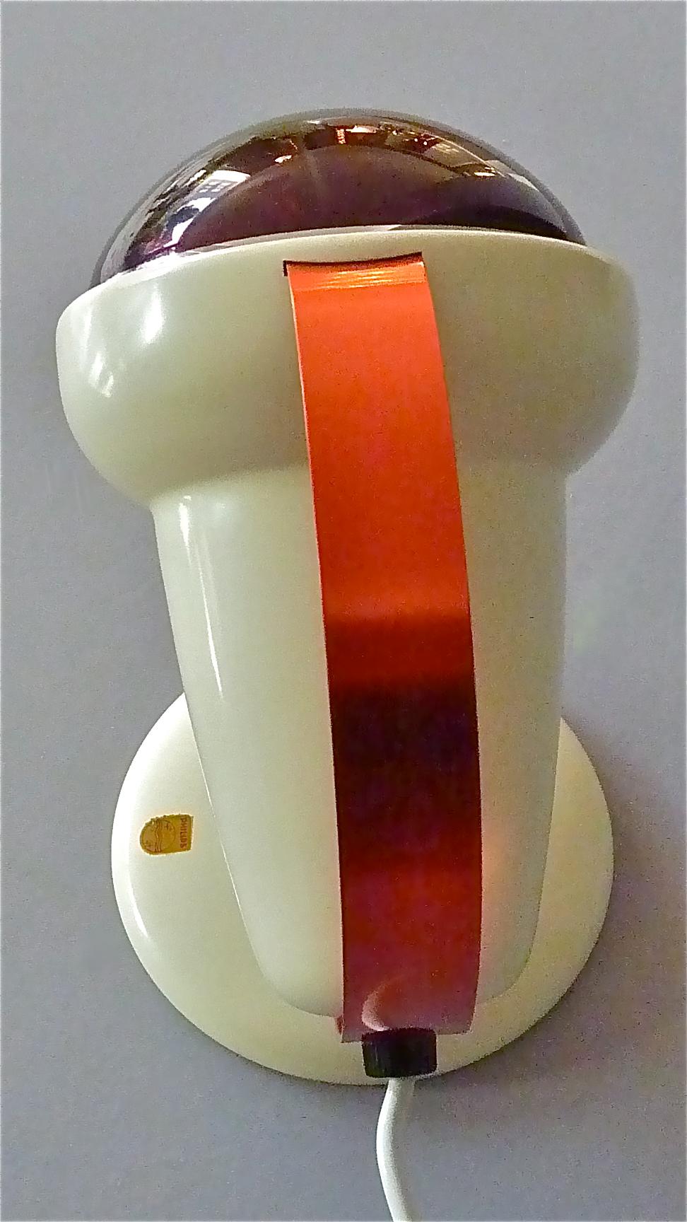 Two Midcentury Charlotte Perriand Table Wall Lamps for Philips Red Lights Sconce For Sale 2