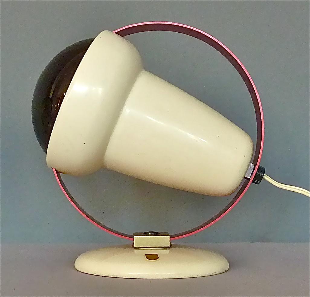 Mid-20th Century Two Midcentury Charlotte Perriand Table Wall Lamps for Philips Red Lights Sconce For Sale