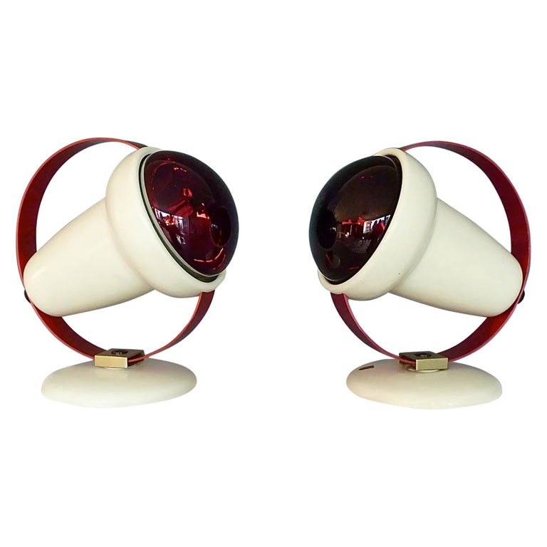 Two Midcentury Charlotte Perriand Table Wall Lamps for Philips Red Lights  Sconce For Sale at 1stDibs