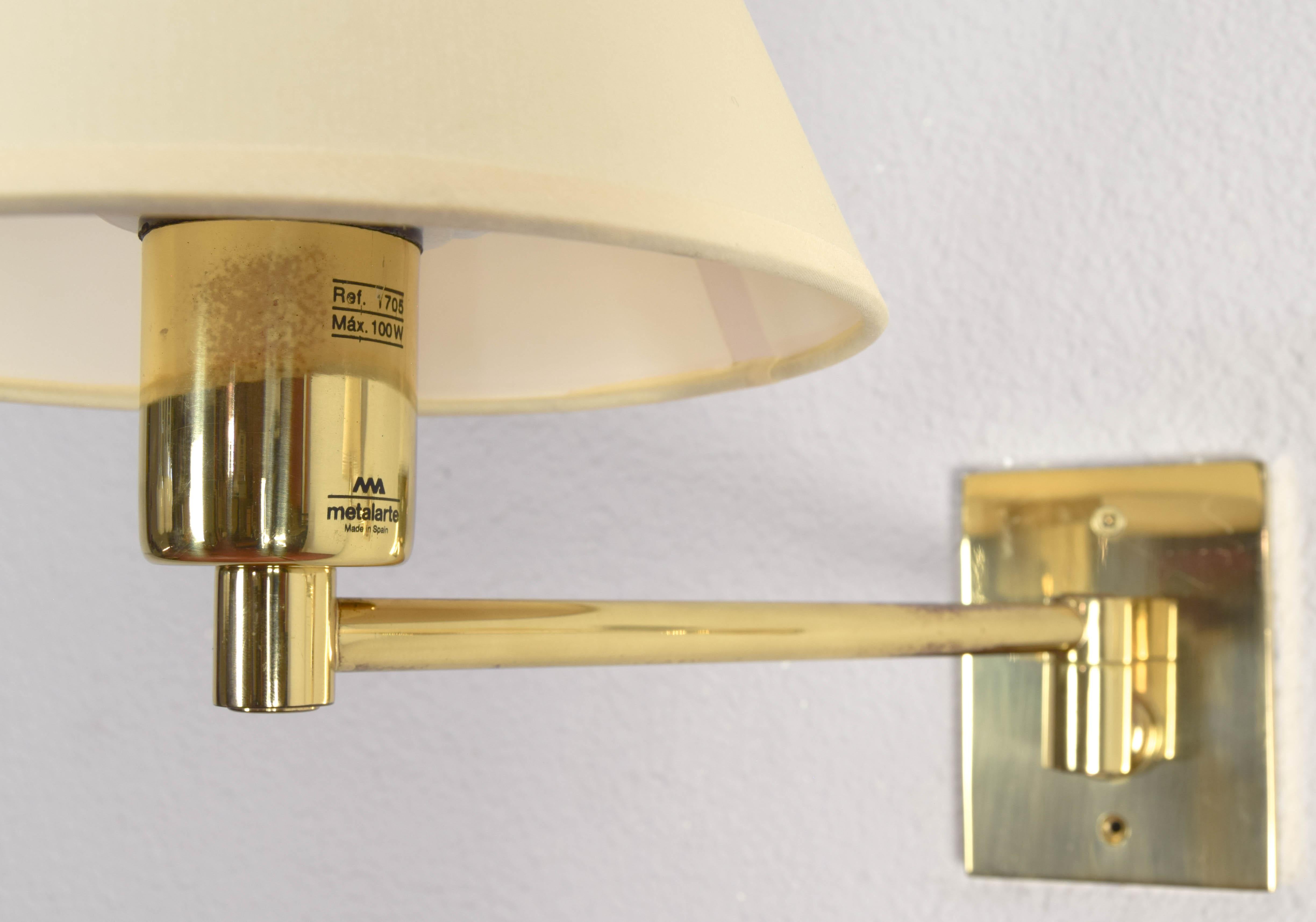 Two MidCentury Simple Swivel Arm Brass Sconce by George W. Hansen for Metalarte 6