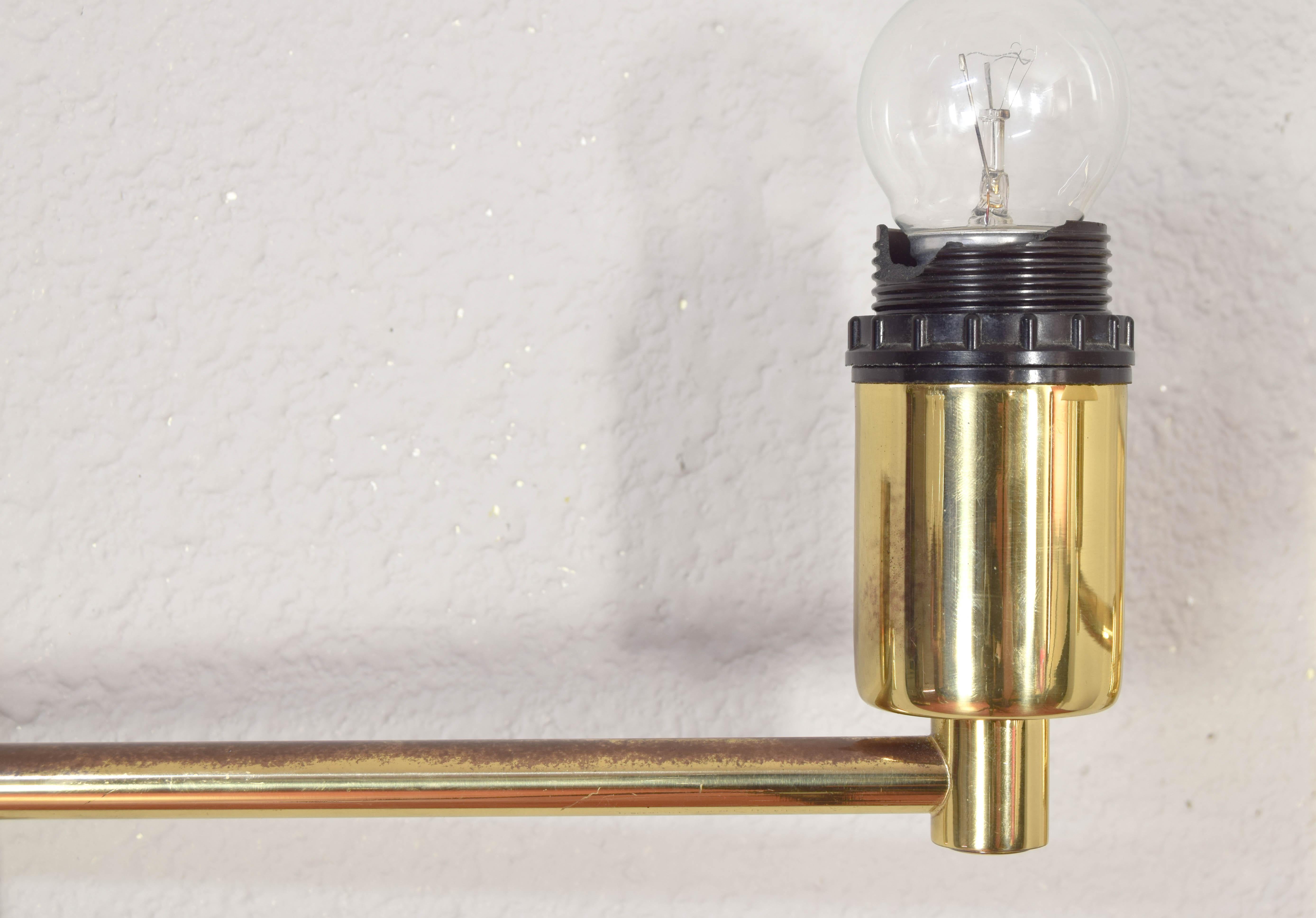 Two MidCentury Simple Swivel Arm Brass Sconce by George W. Hansen for Metalarte 7